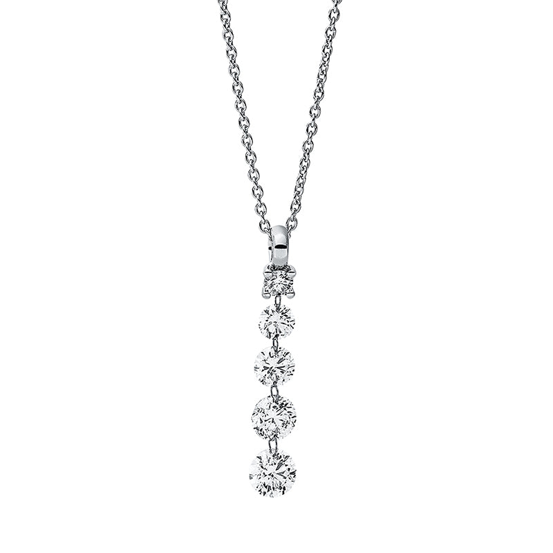 Collier 18 kt WG, 1 Brill. 0,11 ct, TW-si, 1 Brill. 0,16 ct, TW-si, 2 Brill. 0,48 ct, TW-si, 1 Brill. 0,05 ct, TW-si