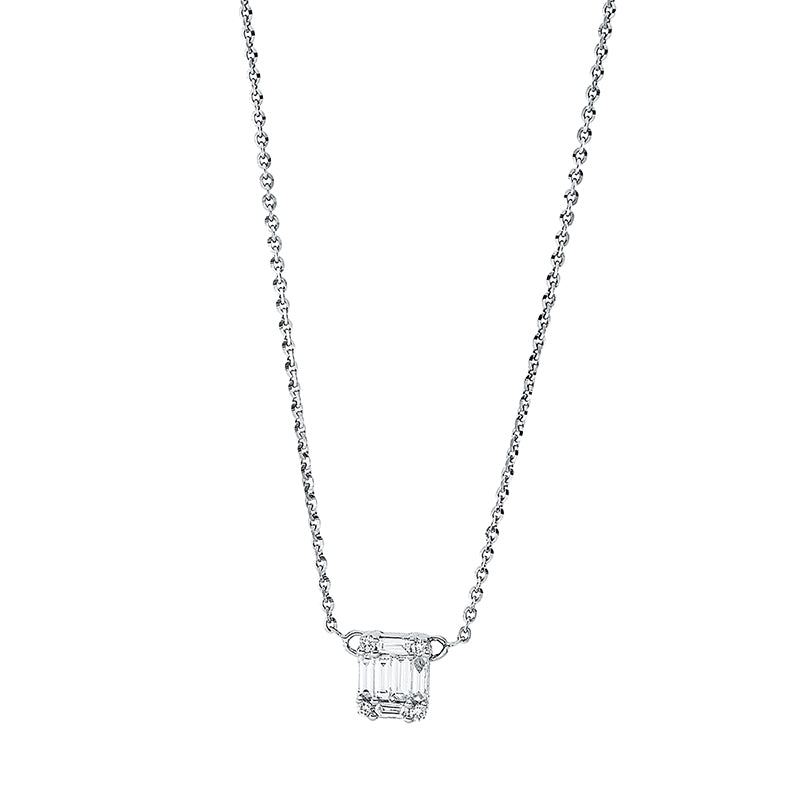 Collier 18 kt WG, 6 Trap. 0,20 ct, TW-si, 4 Brill. 0,03 ct, TW-si