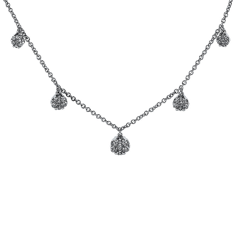 Collier 18 kt WG, mit ZÖ 40 cm, 3 Brill. 0,11 ct, TW-si, 32 Brill. 0,41 ct, TW-si