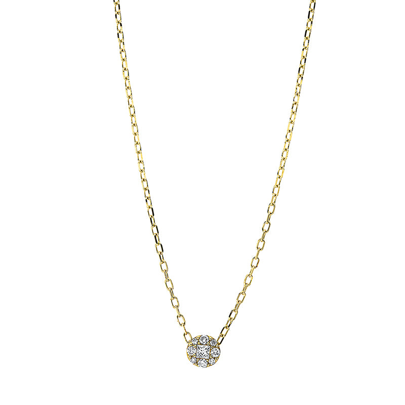 Collier 18 kt GG, mit ZÖ 40 cm + 43 cm, 4 Brill. 0,04 ct, 1 Princ. 0,04 ct, TW-si, 4 Brill. 0,01 ct, TW-pi