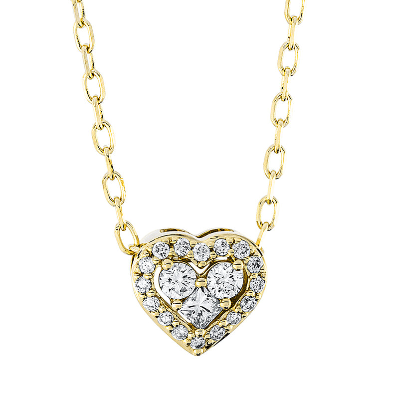 Collier 18 kt GG, mit ZÖ 40 cm + 43 cm, 2 Brill. 0,06 ct, TW-pi, 1 Princ. 0,03 ct, TW-si, 16 Brill. 0,05 ct, TW-pi