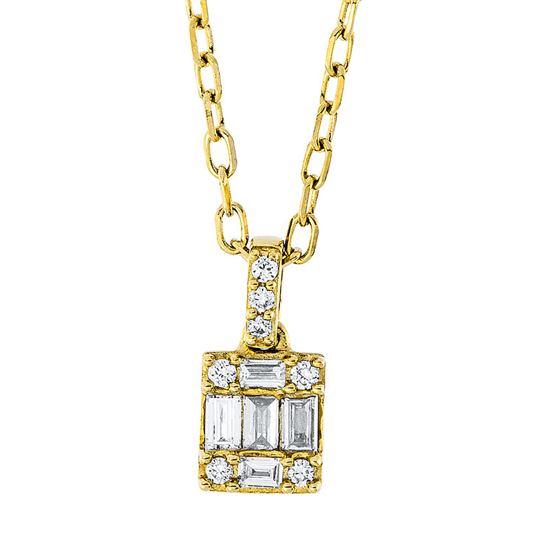 Collier 18 kt GG, mit ZÖ 40 cm + 43 cm, 5 Bag. 0,06 ct, TW-vsi, 7 Brill. 0,03 ct, TW-pi