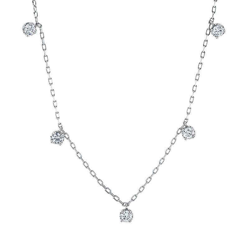 Collier 18 kt WG, Länge variabel, 5 Brill. 0,38 ct, TW-si
