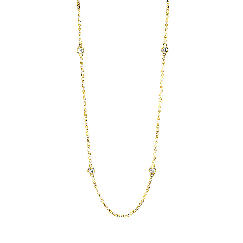 Collier 18 kt GG, mit ZÖ 38 cm + 41 cm, 6 Brill. 0,15 ct, TW-si