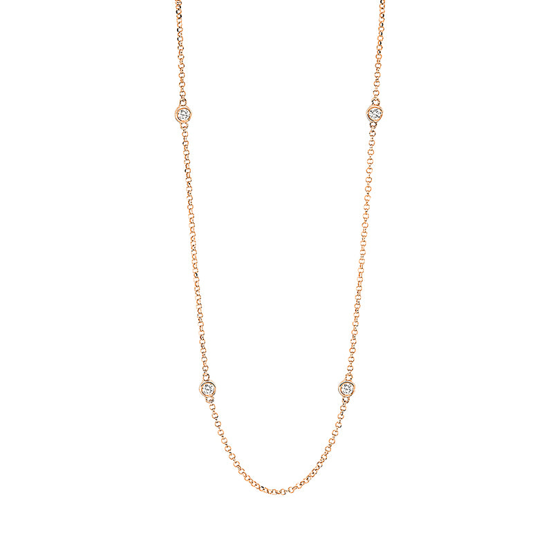 Collier 18 kt RG, mit ZÖ 38 cm + 41 cm, 6 Brill. 0,15 ct, TW-si