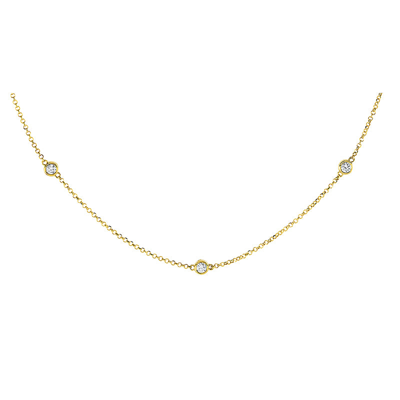 Collier 18 kt GG, mit ZÖ 40 cm + 41 cm, 9 Brill. 0,36 ct, TW-si