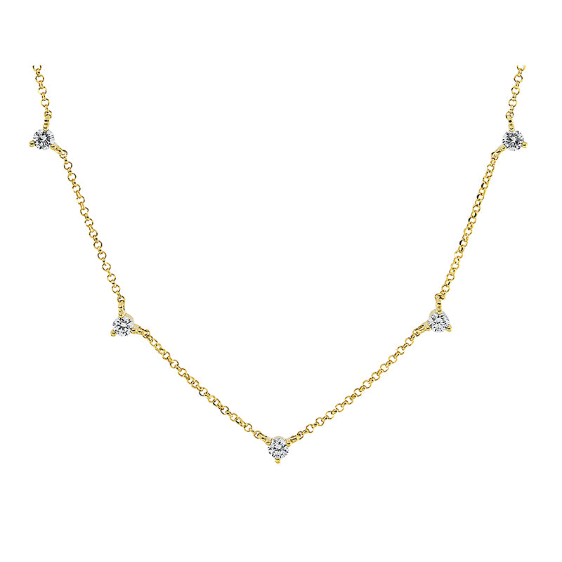 Collier 18 kt GG, mit ZÖ 38 cm + 41 cm, 7 Brill. 0,35 ct, TW-si