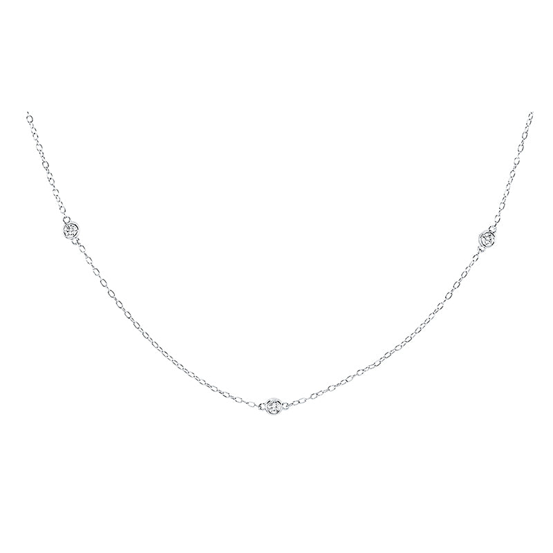 Collier 18 kt WG, mit ZÖ 38 cm + 41 cm, 7 Brill. 0,19 ct, TW-si