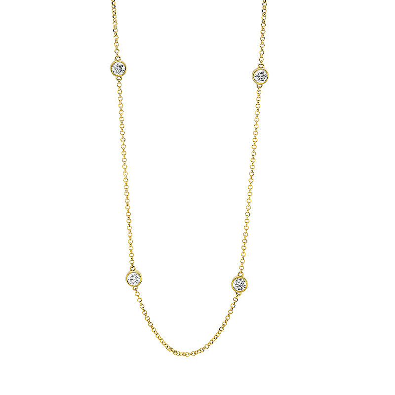 Collier 18 kt GG, mit ZÖ 38 cm + 40.6 cm, 7 Brill. 0,58 ct, TW-si