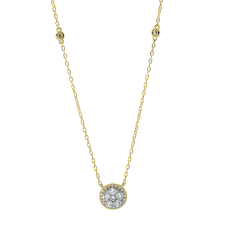 Collier 18 kt GG+WG, mit ZÖ 38 cm + 40.6 cm, 33 Brill. 0,24 ct, TW-si
