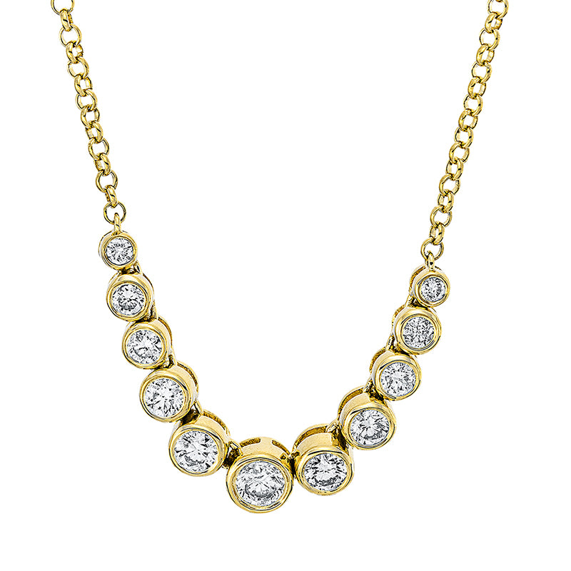 Collier 18 kt GG, mit ZÖ 40 cm, 4 Brill. 0,22 ct,4 Brill. 0,38 ct,1 Brill. 0,19 ct, TW-si, 2 Brill. 0,05 ct,TW-si