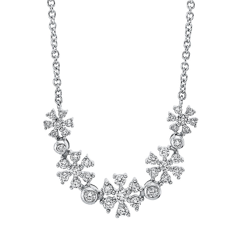 Collier 18 kt WG, mit ZÖ 40 cm, 1 Brill. 0,04 ct, TW-si, 38 Brill. 0,51 ct, TW-si