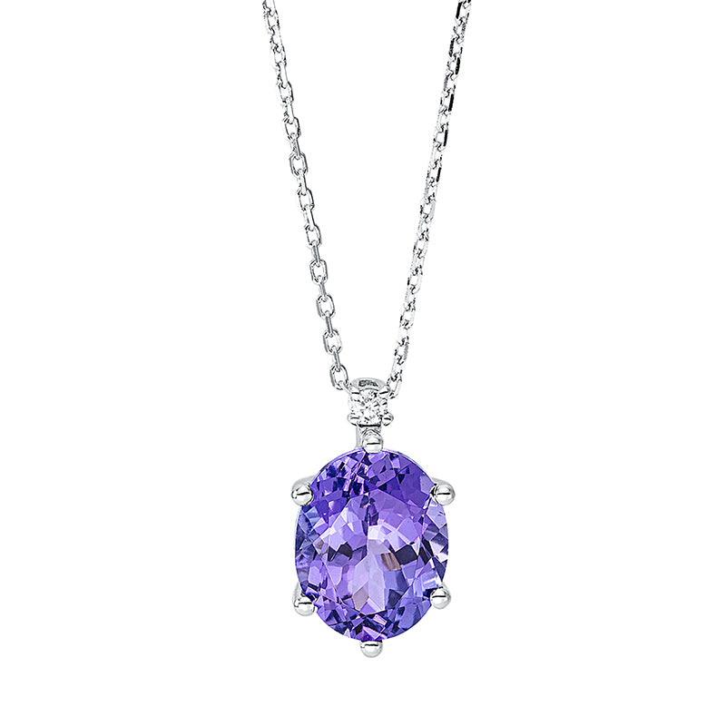 Collier 18 kt WG, mit ZÖ 40 cm + 42 cm, 1 Brill. 0,04 ct, TW-si, 1 Tansanit 2,04 ct blau