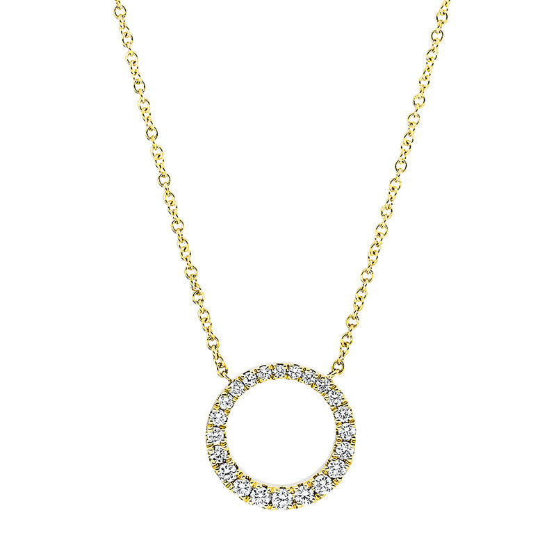 Collier 18 kt GG, mit ZÖ 42 cm, 22 Brill. 0,30 ct, TW-si