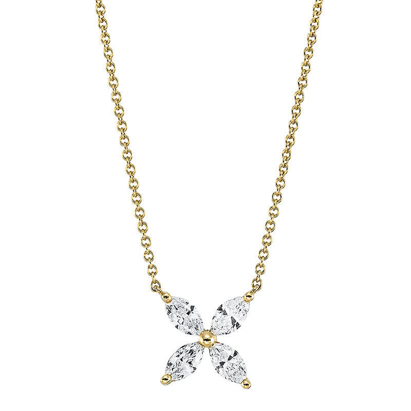 Collier 18 kt GG, 4 Nav. 0,44 ct, TW-si