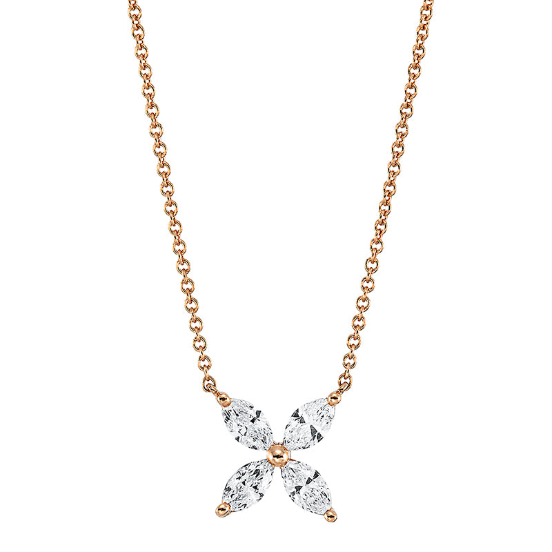 Collier 18 kt RG, 4 Nav. 0,43 ct, TW-si