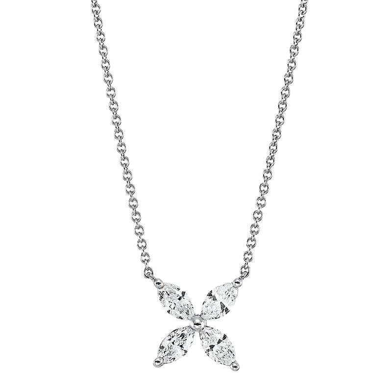 Collier 18 kt WG, 4 Nav. 0,44 ct, TW-si