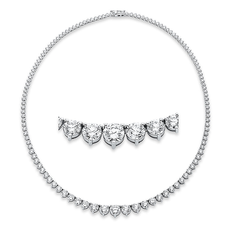 Collier 18 kt WG, 12 Brill. 5,23 ct, TW-vsi/si, 1 Brill. 1,00 ct, TW-vsi/si, 111 Brill. 8,37 ct, TW-vsi/si