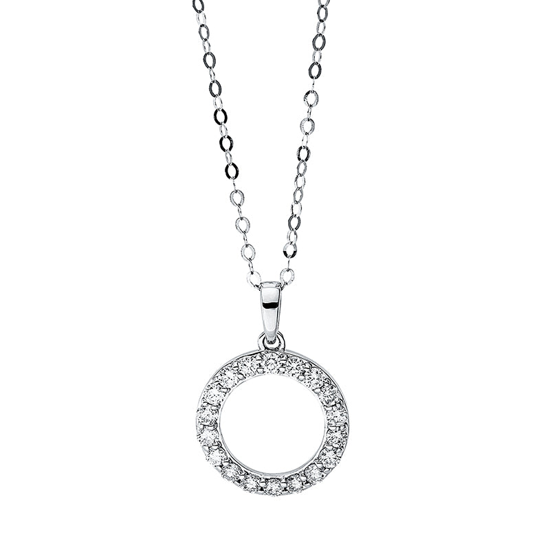 Collier 18 kt WG, mit ZÖ 45,7 cm + 48,3 cm, 18 Brill. 0,68 ct, TW-si