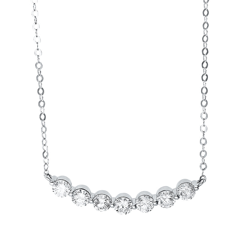 Collier 18 kt WG, mit ZÖ 45,7 cm + 48,3 cm, 7 Brill. 1,42 ct, D-pi