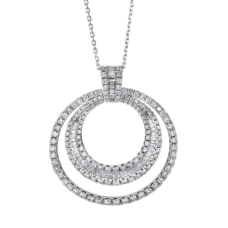 Collier 18 kt WG, mit ZÖ 40 cm + 43 cm, 47 Bag. 0,41 ct, TW-si, 143 Brill. 1,49 ct, TW-si
