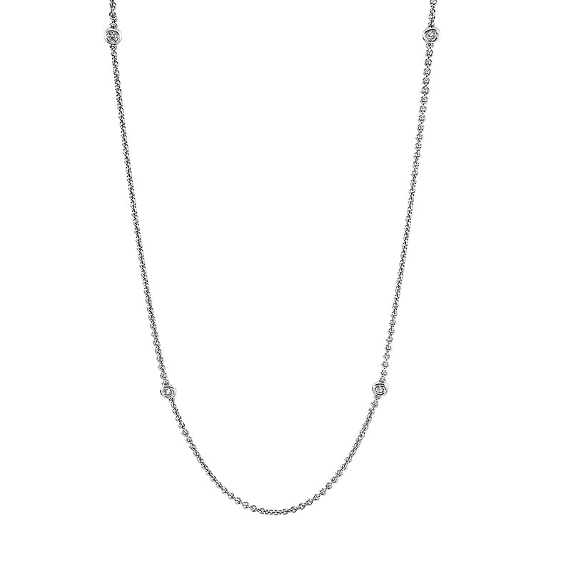 Collier 18 kt WG, mit ZÖ 75 cm, 8 Brill. 0,40 ct, TW-si