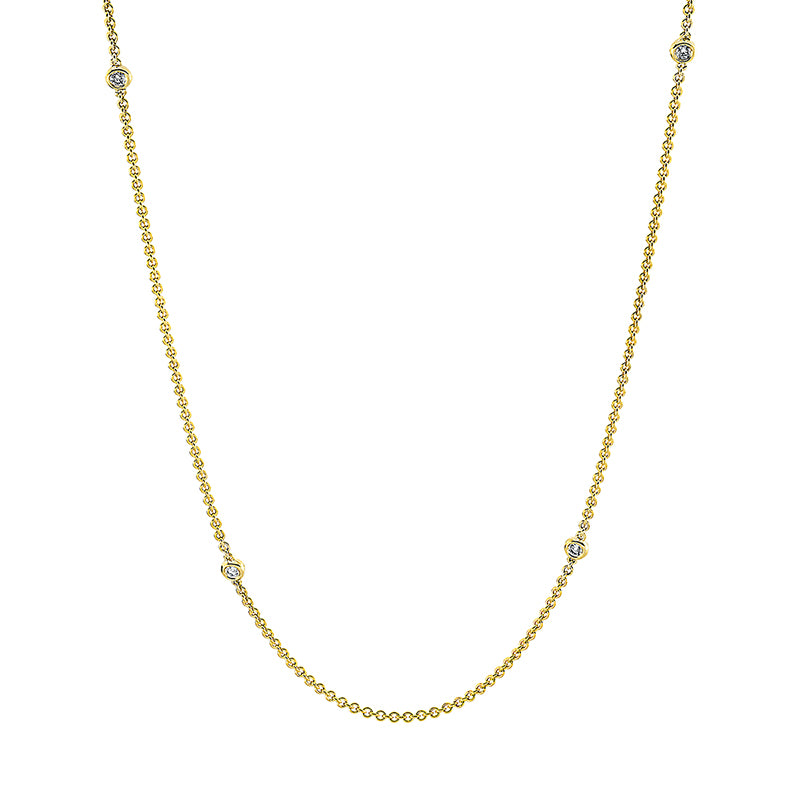 Collier 18 kt GG, mit ZÖ 55 cm, 6 Brill. 0,29 ct, TW-si