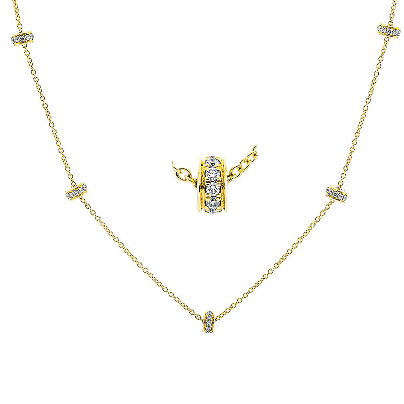 Collier 18 kt GG, mit ZÖ 40 cm, 77 Brill. 0,57 ct, TW-si