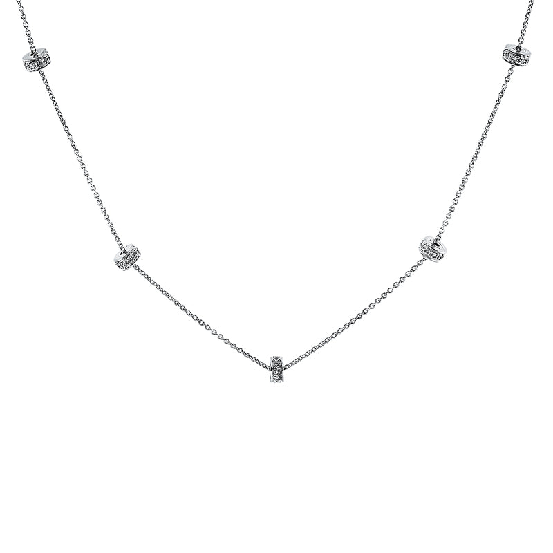 Collier 18 kt WG, mit ZÖ 40 cm, 77 Brill. 0,57 ct, TW-si