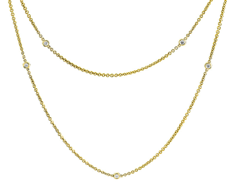 Collier 18 kt GG, mit ZÖ 85 cm, 10 Brill. 0,48 ct, TW-si