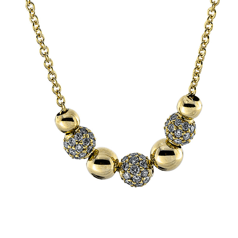 Collier 18 kt GG, mit ZÖ 40 cm, 84 Brill. 0,43 ct, TW-si