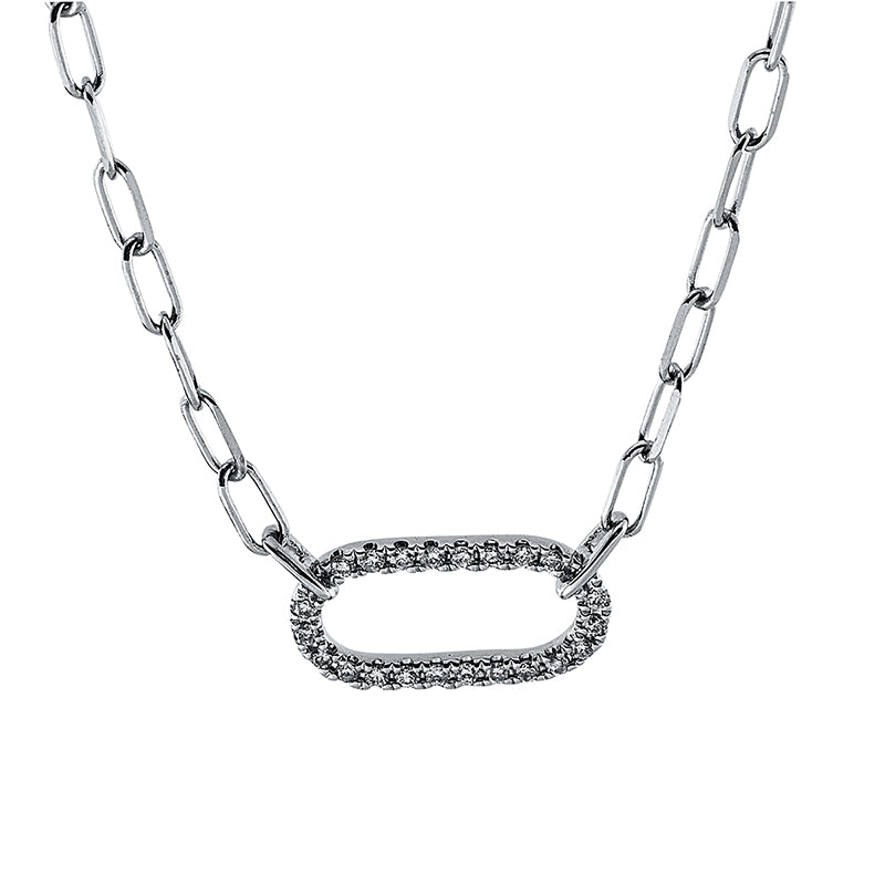 Collier 18 kt WG, mit ZÖ 40 cm, 22 Brill. 0,07 ct, TW-si