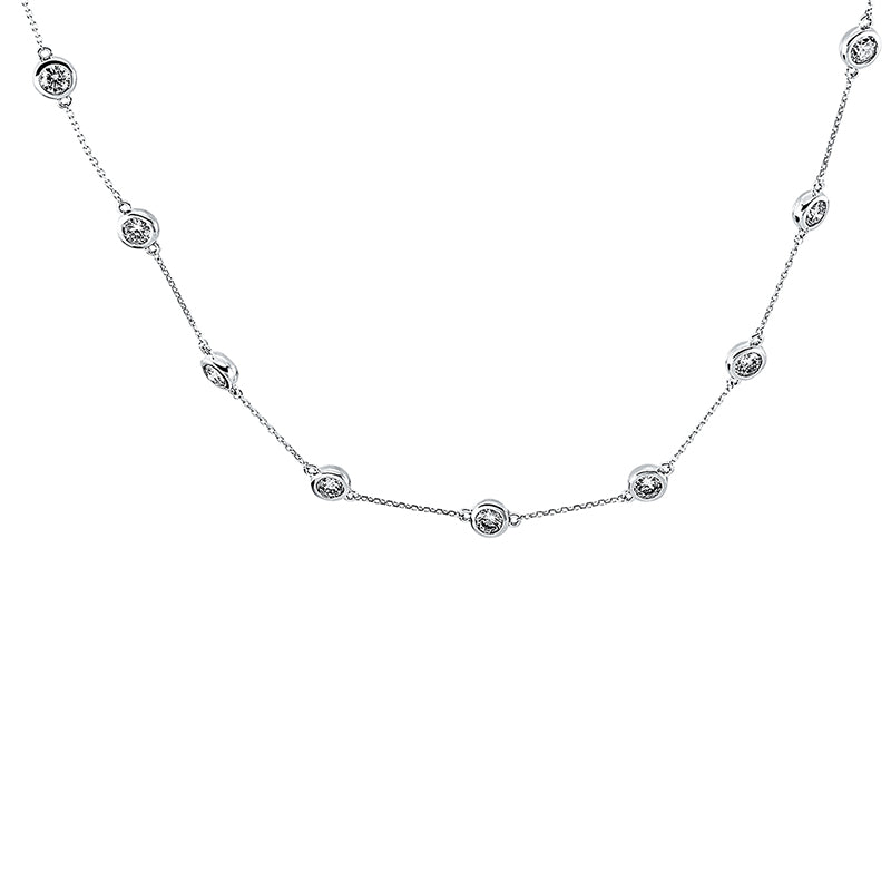 Collier 18 kt WG, mit ZÖ 40 cm + 43 cm, 16 Brill. 4,17 ct, TW-si