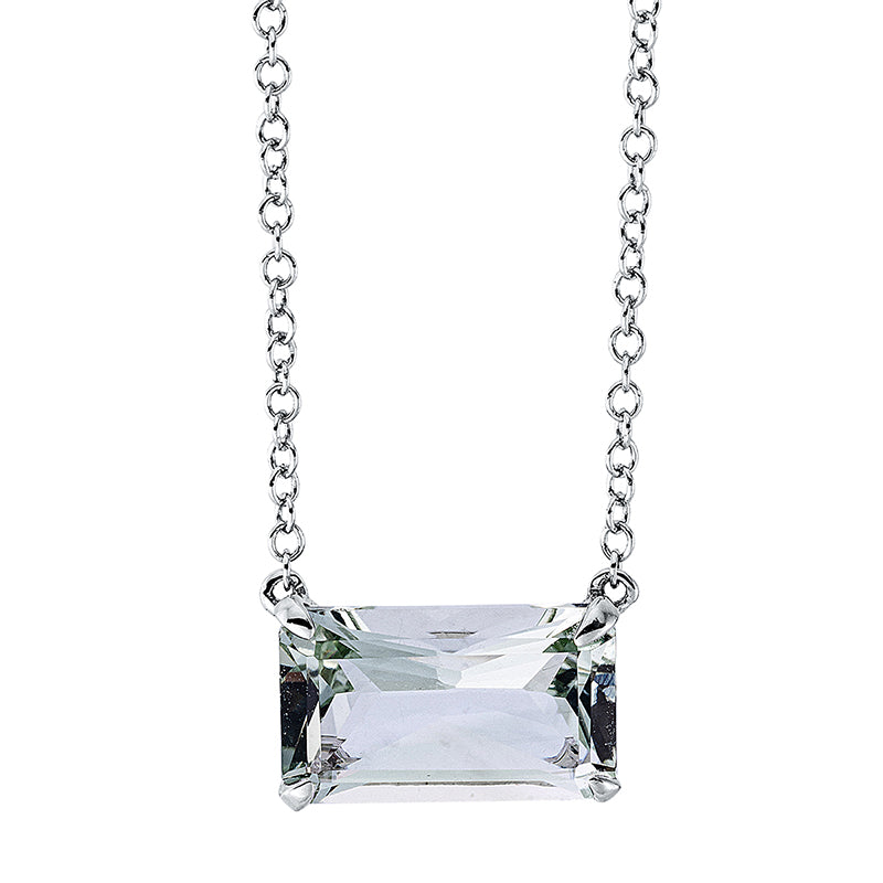 Collier 18 kt WG, mit ZÖ 40 cm, 1 Amethyst 1,90 ct grün