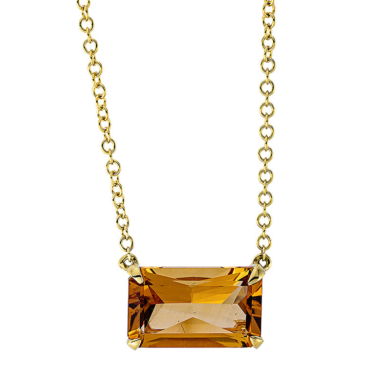 Collier 18 kt GG, mit ZÖ 40 cm, 1 Citrin 1,90 ct gelb