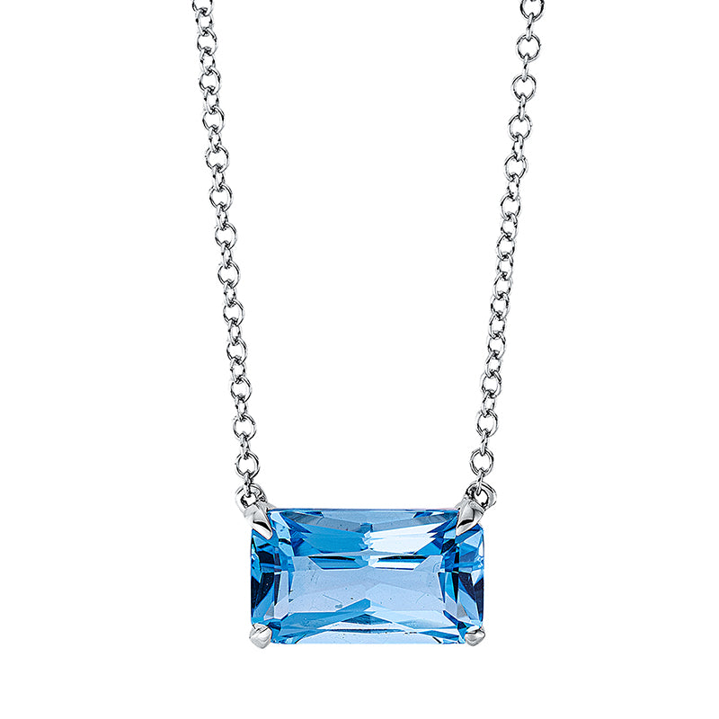 Collier 18 kt WG, mit ZÖ 40 cm, 1 Topas 2,70 ct blau