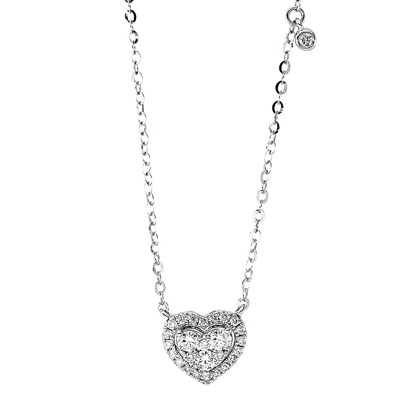 Collier 18 kt WG, mit ZÖ 40 cm + 43 cm, 27 Brill. 0,27 ct, TW-si