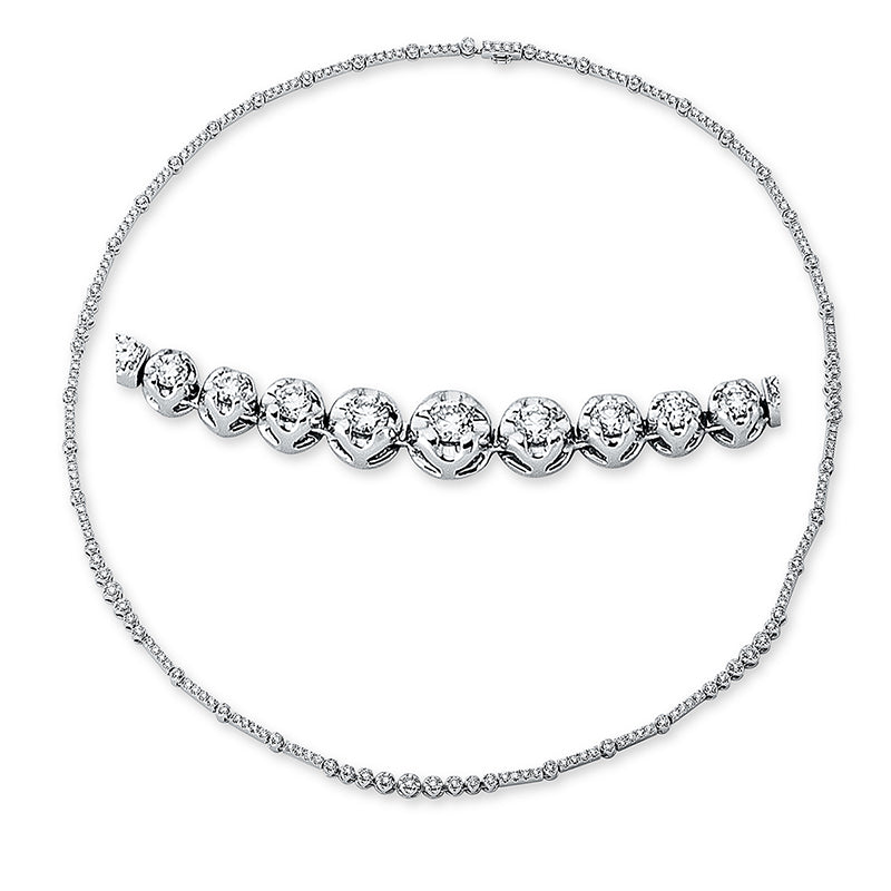 Collier 18 kt WG, 13 Brill. 0,28 ct, TW-si, 190 Brill. 2,35 ct, TW-si