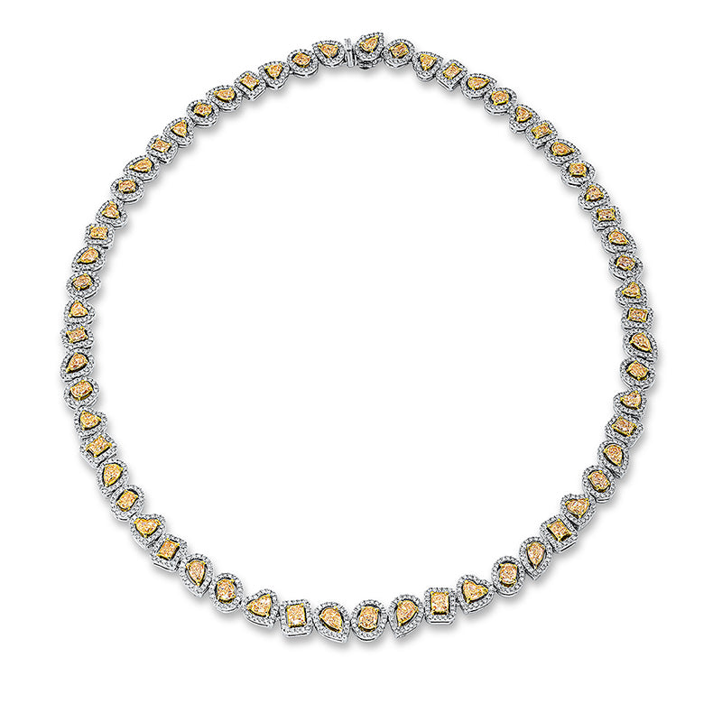 Collier 18 kt WG+GG, 59 Diam 10,99 ct, gelb-vsi, 1090 Brill. 5,02 ct, F-vsi