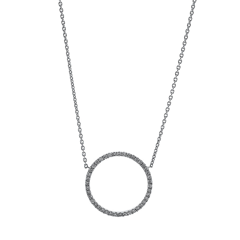 Collier 18 kt WG, mit ZÖ 41 cm + 43 cm, 42 Brill. 0,22 ct, W-pi
