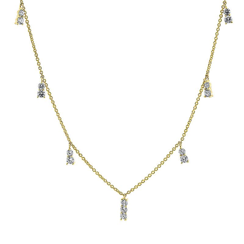 Collier 18 kt GG, mit ZÖ 41 cm + 43 cm, 15 Brill. 0,90 ct, W-pi