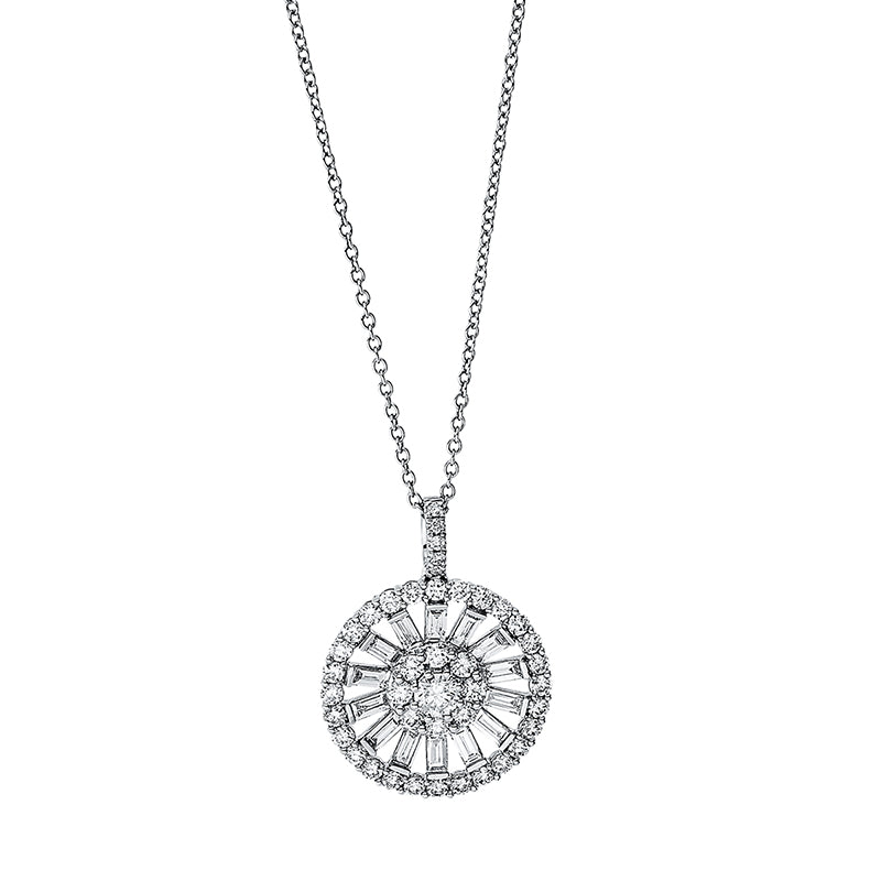 Collier 18 kt WG, mit ZÖ 42 cm, 33 Brill. 0,75 ct, TW-si, 14 Trap. 0,77 ct, TW-si, 1 Brill. 0,21 ct, TW-si, 8 Brill. 0,31 ct, TW-si