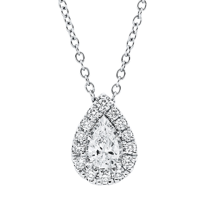 Collier 18 kt WG, 1 Tropfen 0,35 ct, TW-si, 14 Brill. 0,18 ct, TW-si