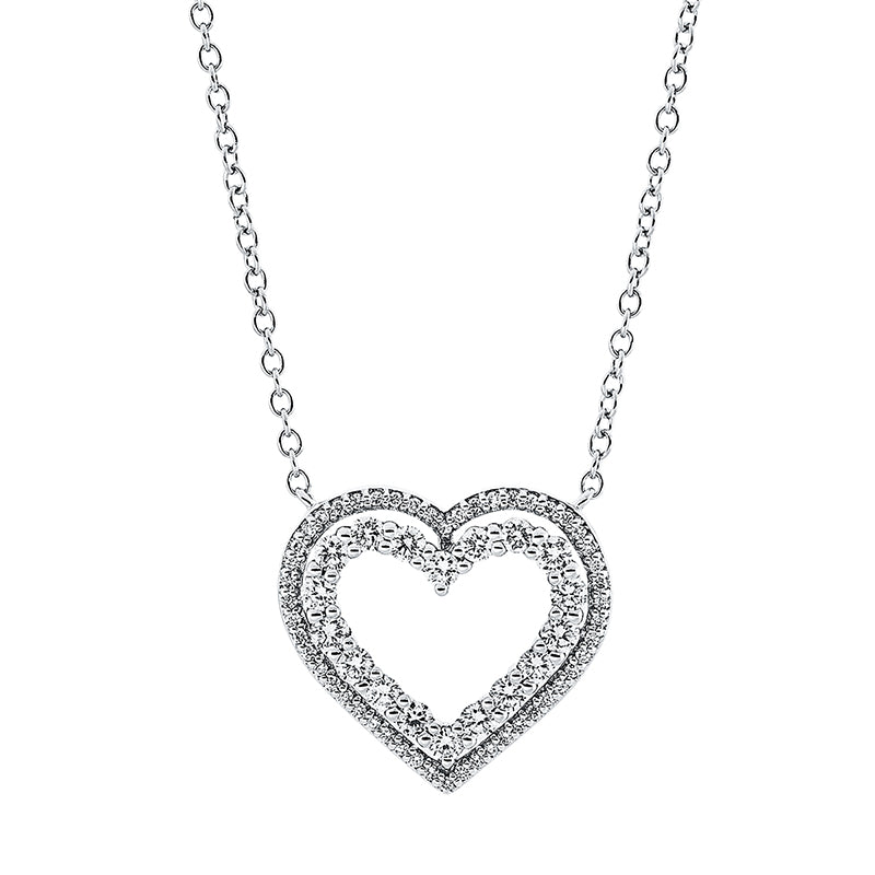 Collier 18 kt WG, 4 Brill. 0,10 ct, TW-si, 50 Brill. 0,08 ct, TW-si, 14 Brill. 0,29 ct, TW-si