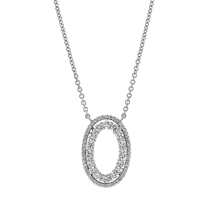 Collier 18 kt WG, 46 Brill. 0,08 ct, TW-si, 16 Brill. 0,40 ct, TW-si