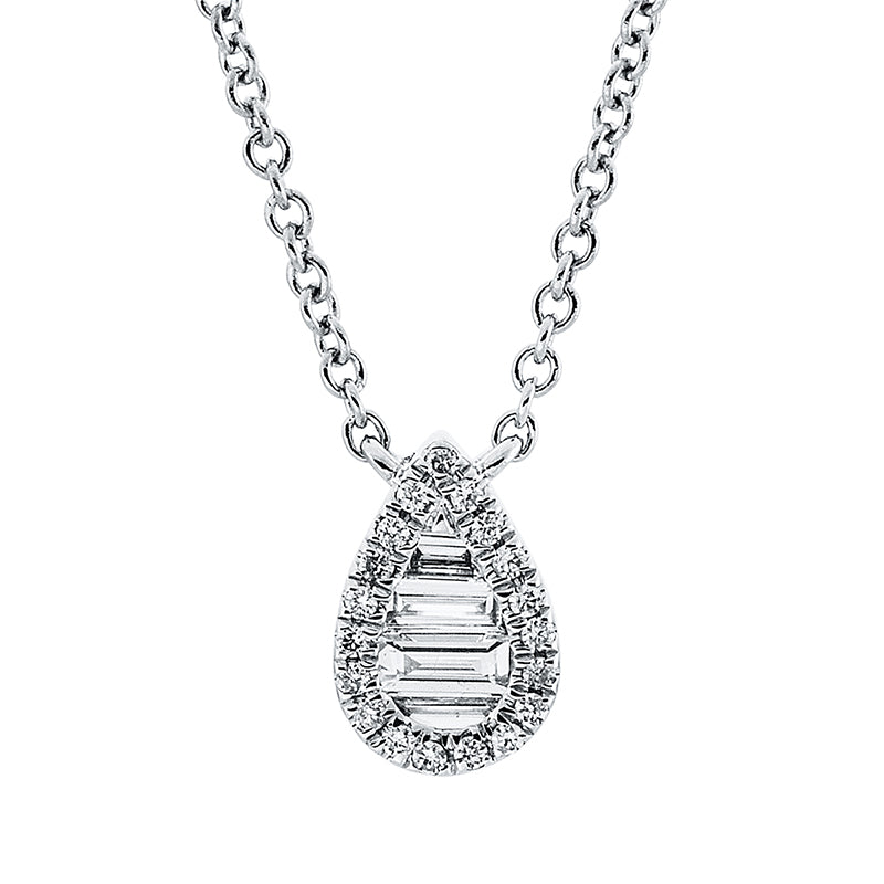 Collier 18 kt WG, 1 Bag. 0,01 ct, TW-si, 2 Bag. 0,04 ct, TW-si, 1 Bag. 0,04 ct, TW-si, 19 Brill. 0,05 ct, TW-si