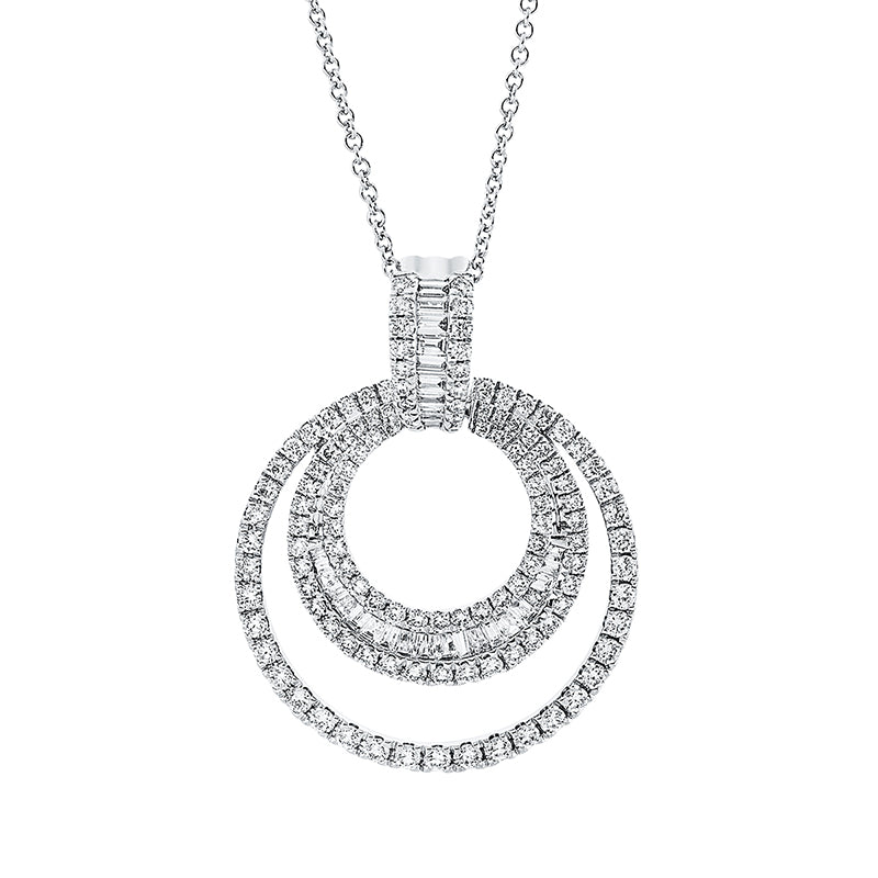Collier 18 kt WG, 10 Trap. 0,09 ct, TW-si, 9 Trap. 0,14 ct, TW-si, 4 Bag. 0,04 ct, TW-si, 7 Bag. 0,13 ct, TW-si, 123 Brill. 1,03 ct, TW-si
