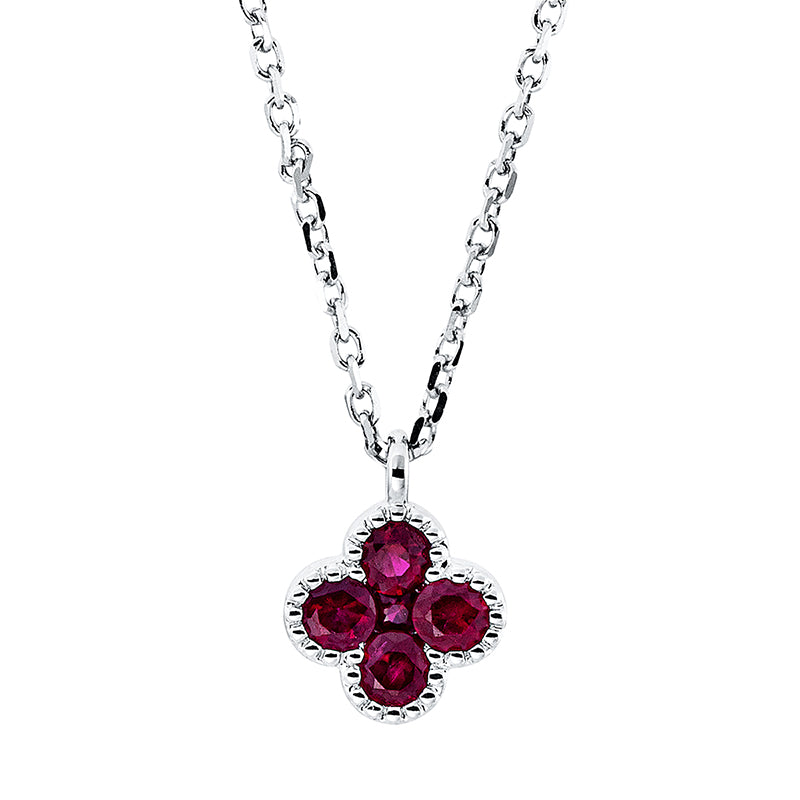 Collier 18 kt WG, mit Öse, 4 Rubine 0,31 ct rot, 1 Rubin 0,02 ct rot