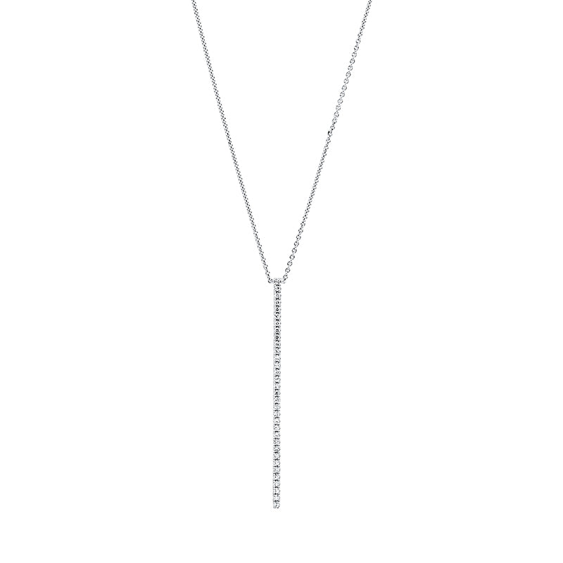 Collier 18 kt WG, mit ZÖ 40 cm, 33 Dia. 0,06 ct, TW-si