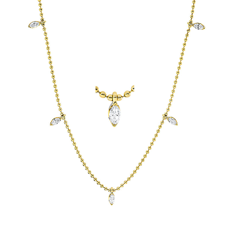 Collier 18 kt GG, 5 Nav. 0,15 ct, TW-vsi